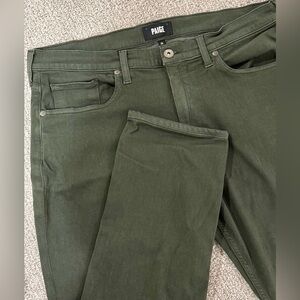 PAIGE Men's Olive Green Slim Jeans